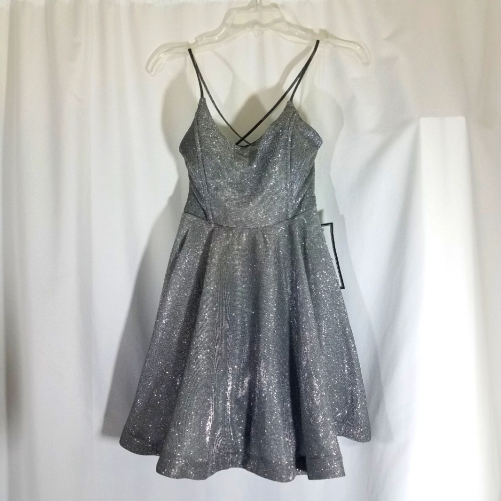 Speechless Silver Mini Dress Junior Size 3 NWT